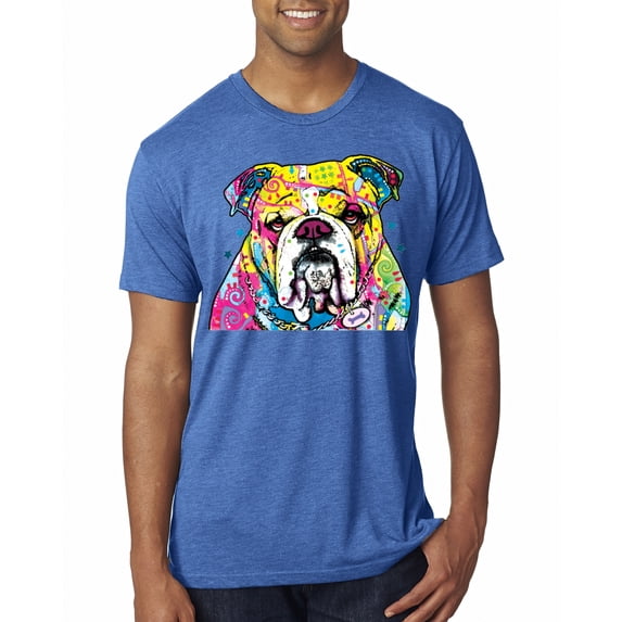 Wild Bobby Dean Russo Neon Colorful Pug Dog The Bulldog Dog Lover Men Premium Tri Blend Tee, Vintage Royal, Large