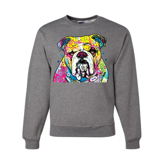 Wild Bobby Dean Russo Neon Colorful Pug Dog The Bulldog Dog Lover Unisex Crewneck Graphic Sweatshirt, Heather Grey, Large