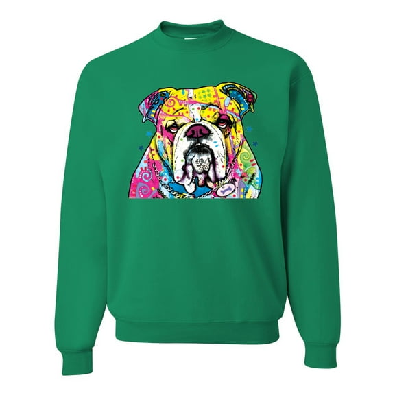 Wild Bobby Dean Russo Neon Colorful Pug Dog The Bulldog Dog Lover Unisex Crewneck Graphic Sweatshirt, Kelly, 4X-Large
