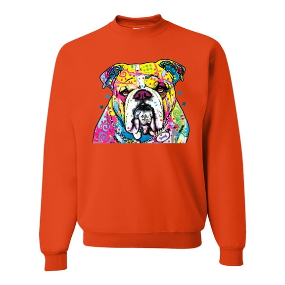 Wild Bobby Dean Russo Neon Colorful Pug Dog The Bulldog Dog Lover Unisex Crewneck Graphic Sweatshirt, Orange, XX-Large