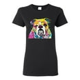 thumbnail image 1 of Wild Bobby Dean Russo Neon Colorful Pug Dog The Bulldog Dog Lover Women Graphic Tee, Black, Small, 1 of 5