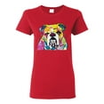 thumbnail image 1 of Wild Bobby Dean Russo Neon Colorful Pug Dog The Bulldog Dog Lover Women Graphic Tee, Red, XX-Large, 1 of 5