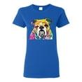 thumbnail image 1 of Wild Bobby Dean Russo Neon Colorful Pug Dog The Bulldog Dog Lover Women Graphic Tee, Royal, X-Large, 1 of 5