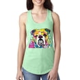 thumbnail image 1 of Wild Bobby Dean Russo Neon Colorful Pug Dog The Bulldog Dog Lover Women Racerback Tank Top, Mint, X-Large, 1 of 5