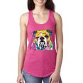 thumbnail image 1 of Wild Bobby, Dean Russo Neon Colorful Pug Dog The Bulldog Dog Lover Women Racerback Tank Top, Raspberry, X-Large, 1 of 5