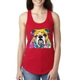 thumbnail image 1 of Wild Bobby Dean Russo Neon Colorful Pug Dog The Bulldog Dog Lover Women Racerback Tank Top, Red, X-Large, 1 of 5