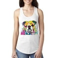 thumbnail image 1 of Wild Bobby Dean Russo Neon Colorful Pug Dog The Bulldog Dog Lover Women Racerback Tank Top, White, Large, 1 of 5