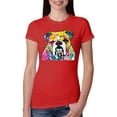 thumbnail image 1 of Wild Bobby Dean Russo Neon Colorful Pug Dog The Bulldog Dog Lover Women Slim Fit Junior Tee, Red, Medium, 1 of 5