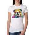 thumbnail image 1 of Wild Bobby Dean Russo Neon Colorful Pug Dog The Bulldog Dog Lover Women Slim Fit Junior Tee, White, XX-Large, 1 of 5