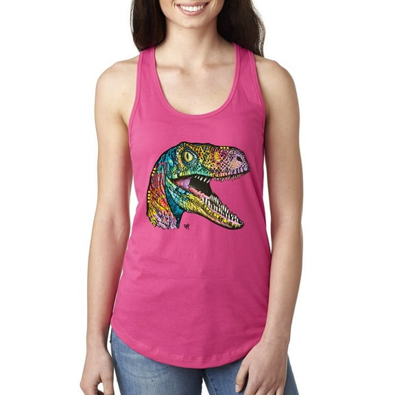 Wild Bobby, Dean Russo Raptor Animal Lover Ladies Racerback Tank Top, Raspberry, Small