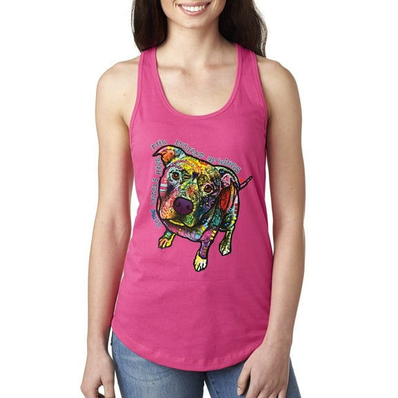 Wild Bobby, Dean Russo Some Angels Dog Lover Ladies Racerback Tank Top, Raspberry, X-Large