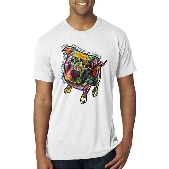 Wild Bobby, Dean Russo Some Angels Dog Lover Mens Premium Tri Blend T-Shirt, Heather White, Medium