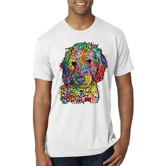 Wild Bobby, Dean Russo Sweet Poodle Dog Lover Mens Premium Tri Blend T-Shirt, Heather White, Medium