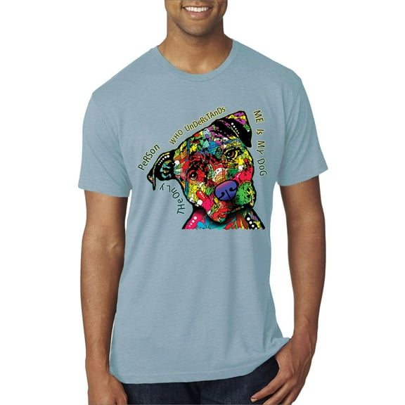 Wild Bobby, Dean Russo The Only Person Dog Lover Mens Premium Tri Blend T-Shirt, Denim, X-Large