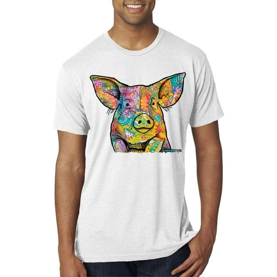 Wild Bobby, Dean Russo The Pig Animal Lover Mens Premium Tri Blend T-Shirt, Heather White, Small