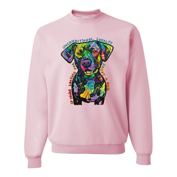 Wild Bobby, Dean Russo Unconditional Loyalty Dog Lover Unisex Crewneck Graphic Sweatshirt, Light Pink, Small