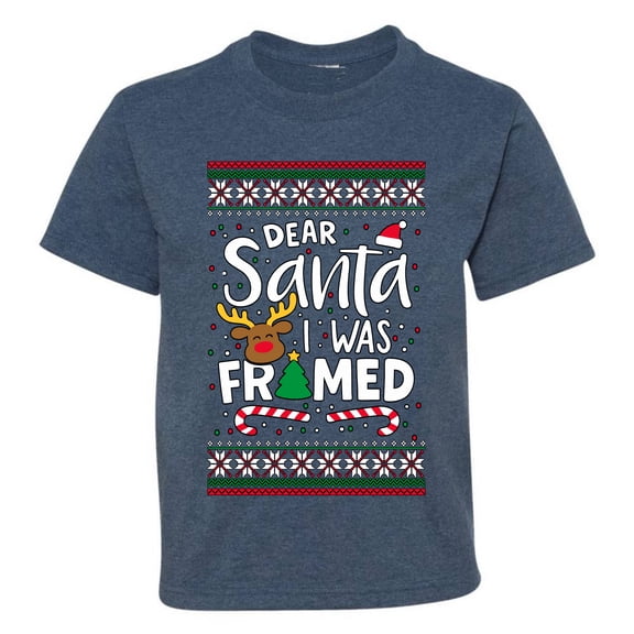 Wild Bobby Dear Santa I Was Framed Christmas Sweater | Holiday Unisex Boys Girls Graphic Youth T-Shirt