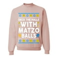 thumbnail image 1 of Wild Bobby Deck The Halls With Matzo Balls Hanukkah Sweater | Holiday Unisex Crewneck Sweatshirt, 1 of 4