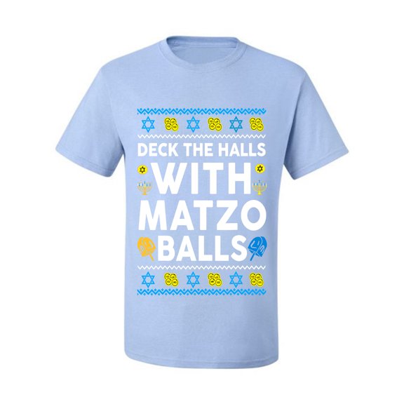 Wild Bobby Deck The Halls With Matzo Balls Hanukkah Sweater | Holiday Unisex Men Tee
