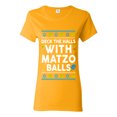 thumbnail image 1 of Wild Bobby Deck The Halls With Matzo Balls Hanukkah Sweater | Holiday Women Graphic Tee, 1 of 5