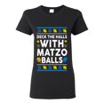 thumbnail image 1 of Wild Bobby Deck The Halls With Matzo Balls Hanukkah Sweater | Holiday Women Graphic Tee, 1 of 5