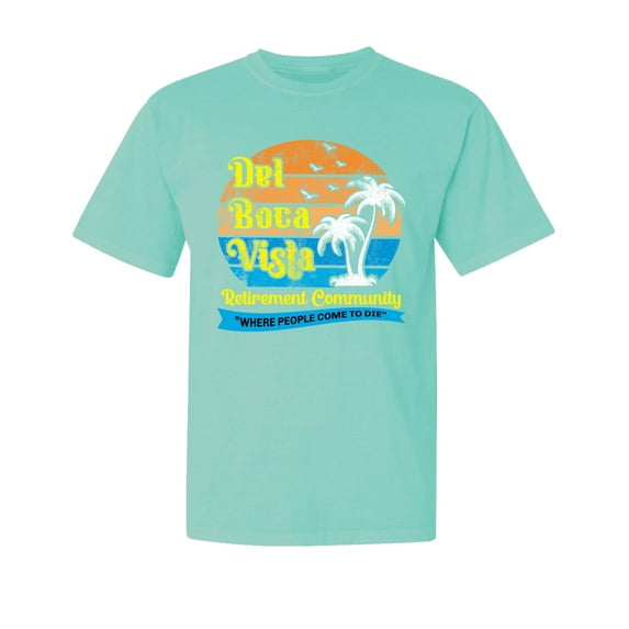 Wild Bobby,Del Boca Vista Seinfeld Retirement Community, Streetwear, Garment-Dyed Washed Look Short Sleeve T-Shirt, Mint, X-Large