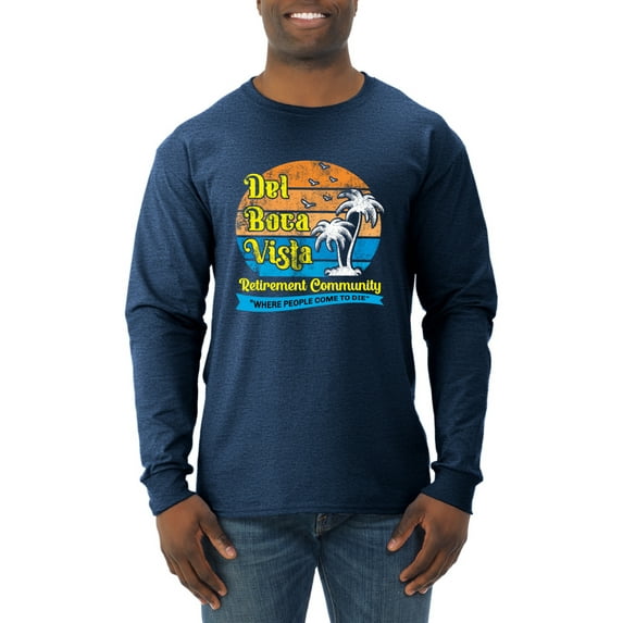 Wild Bobby,Del Boca Vista Seinfeld Retirement Community, Streetwear, Men Long Sleeve Shirt, Vintage Heather Navy, Medium