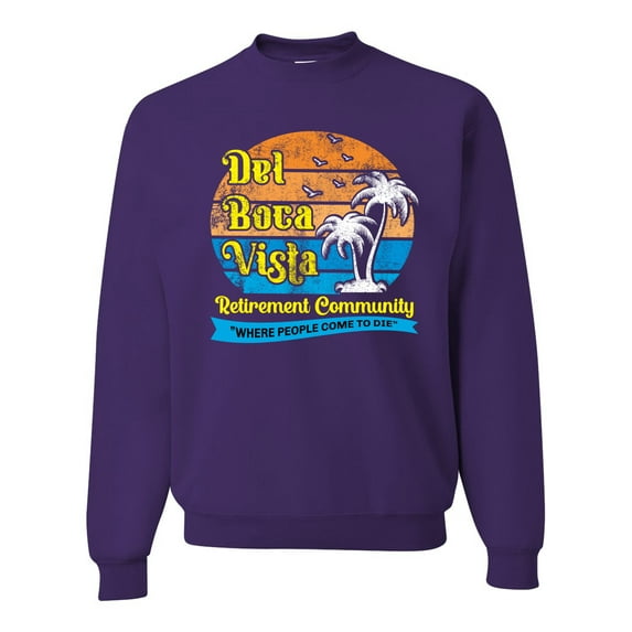 Wild Bobby,Del Boca Vista Seinfeld Retirement Community, Streetwear, Unisex Crewneck Graphic Sweatshirt, Purple, Large