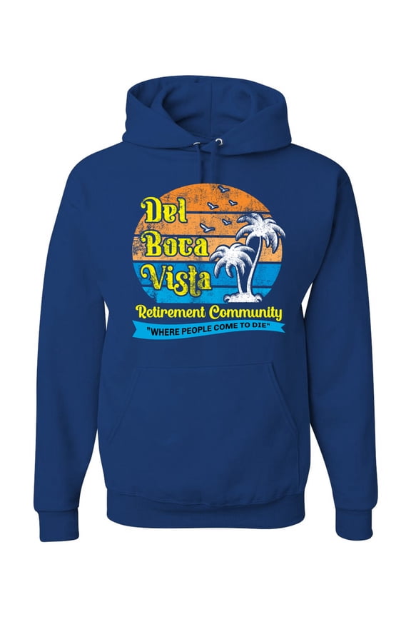 , Del Boca Vista Seinfeld Retirement Community, Streetwear, Unisex Graphic Hoodie Sweatshirt, Royal, Medium