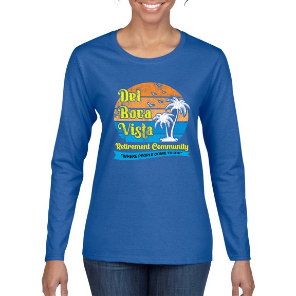 Wild Bobby,Del Boca Vista Seinfeld Retirement Community, Streetwear, Women Graphic Long Sleeve Tee, Royal, Medium
