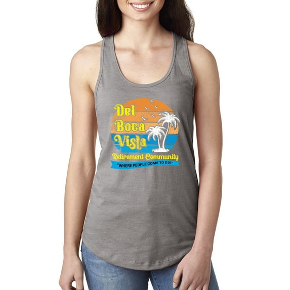 Wild Bobby,Del Boca Vista Seinfeld Retirement Community, Streetwear, Women Racerback Tank Top, Heather Grey, Medium