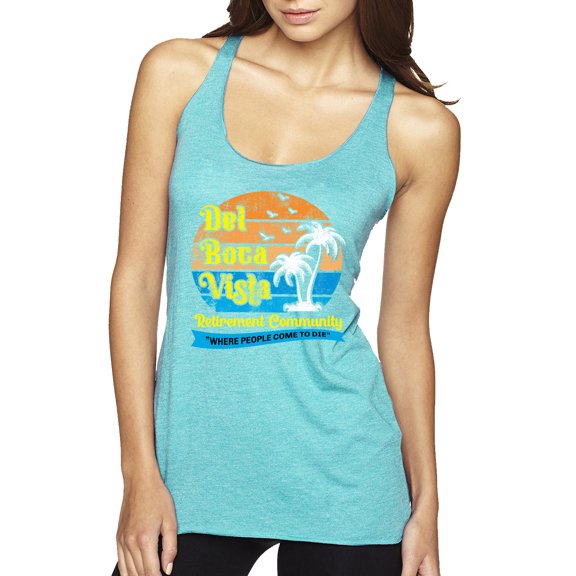 Wild Bobby,Del Boca Vista Seinfeld Retirement Community, Streetwear, Women Tri-Blend Racerback Tank Top, Tahiti Blue, Medium