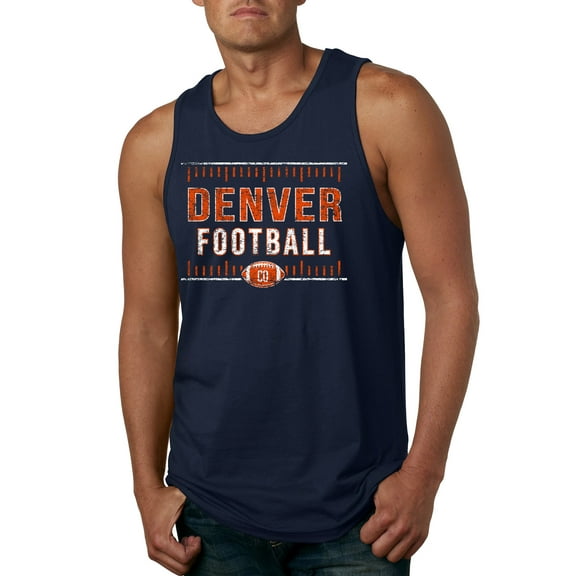Wild Bobby Denver DEN Hometown City Football Fan Pride Sports Men's Graphic Tank Top, Navy, Small