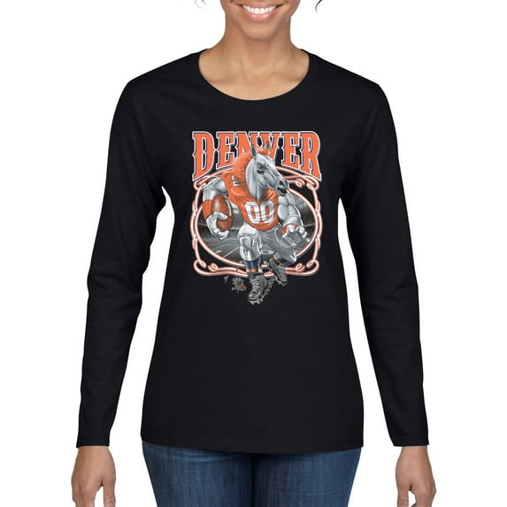 Wild Bobby, Denver Fan | DEN Fantasy Football ,Sports, Women Graphic Long Sleeve Tee, Black, Small