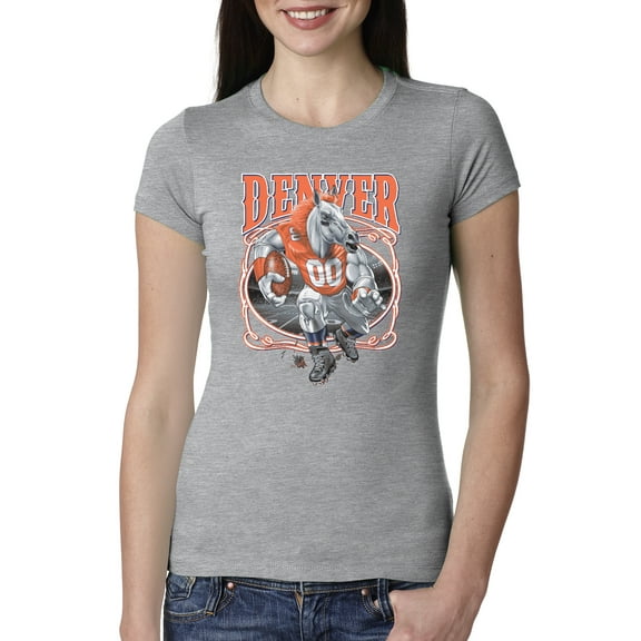 Wild Bobby, Denver Fan | DEN Fantasy Football ,Sports, Women Slim Fit Junior Tee, Heather Grey, Large