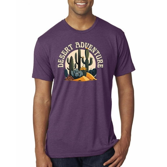 Wild Bobby Desert Adventure Cactus Nature Lover Men Premium Tri Blend Tee, Vintage Purple, X-Large