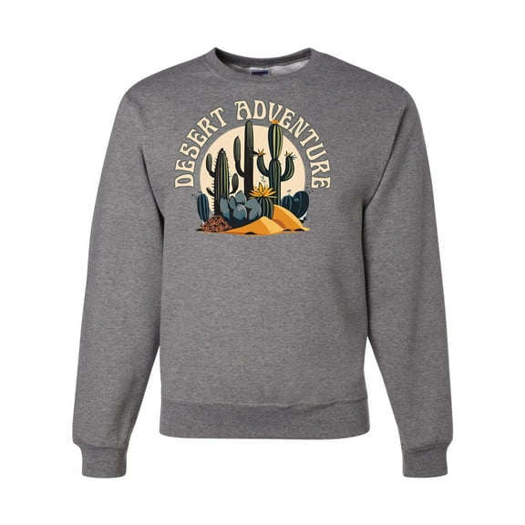 Wild Bobby Desert Adventure Cactus Nature Lover Unisex Crewneck Sweatshirt, Heather Grey, X-Large