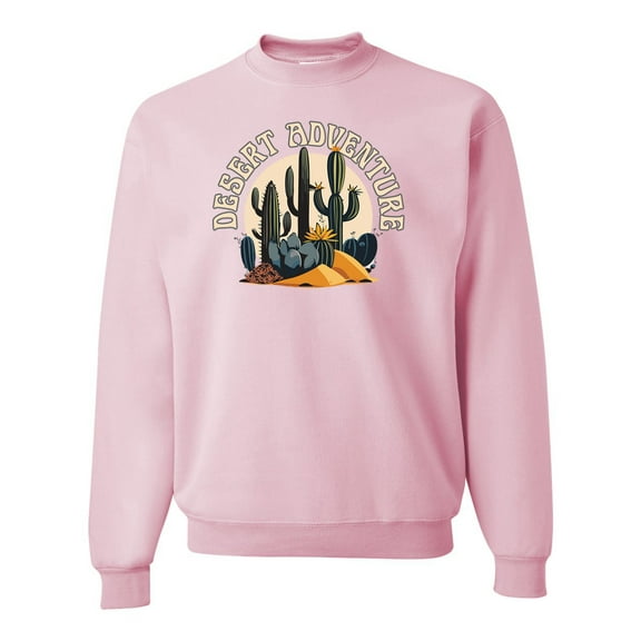 Wild Bobby Desert Adventure Cactus Nature Lover Unisex Crewneck Sweatshirt, Light Pink, XX-Large