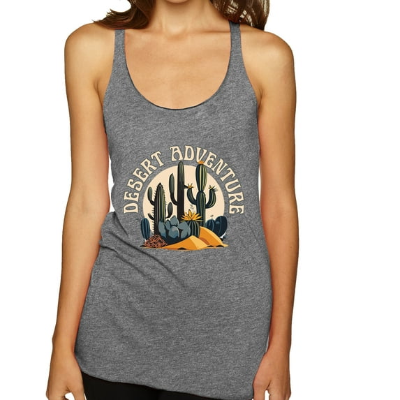 Wild Bobby Desert Adventure Cactus Nature Lover Women Tri-Blend Racerback Tank Top, Premium Heather, Small