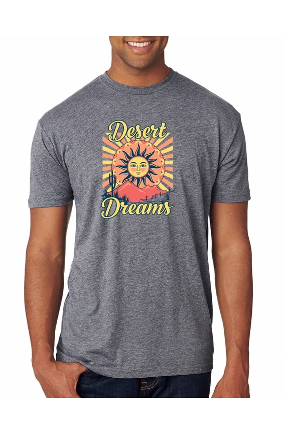 Desert Dreams Sunset Nature Lover Men Premium Tri Blend Tee, Premium Heather, Medium