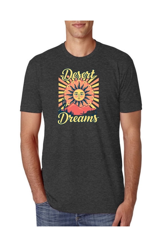 Desert Dreams Sunset Nature Lover Men Premium Tri Blend Tee, Vintage Black, Large