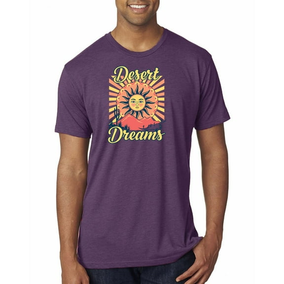 Wild Bobby Desert Dreams Sunset Nature Lover Men Premium Tri Blend Tee, Vintage Purple, Medium