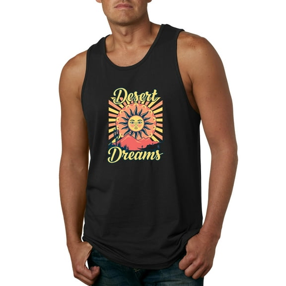 Wild Bobby Desert Dreams Sunset Nature Lover Men Tank Top, Black, Small