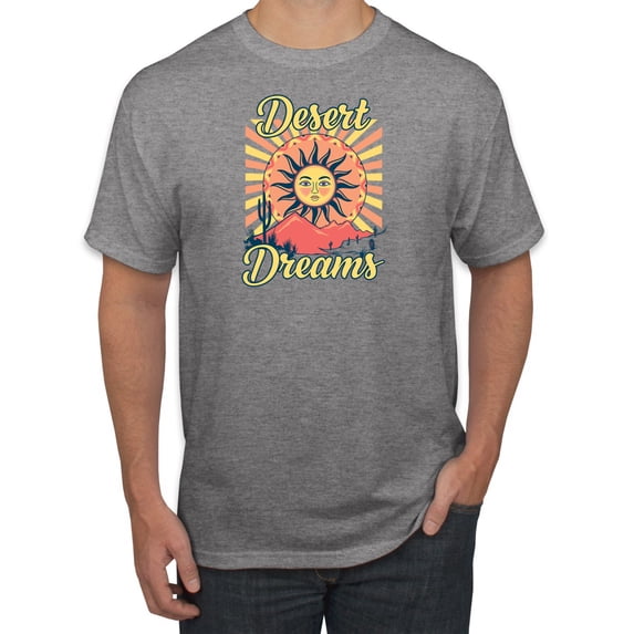 Wild Bobby Desert Dreams Sunset Nature Lover Men Tee, Heather Grey, X-Large