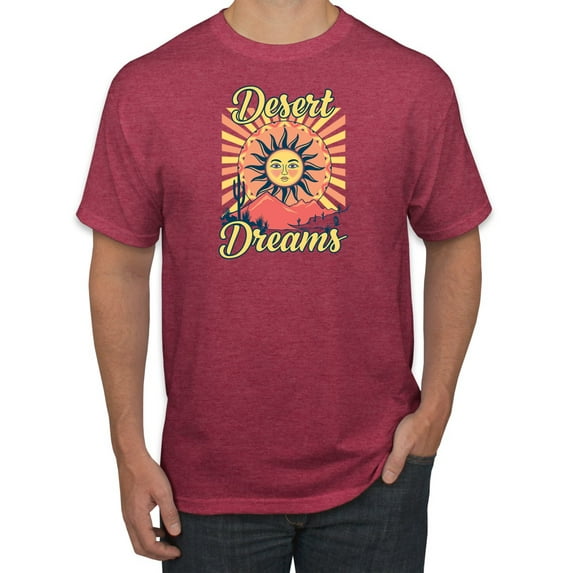 Wild Bobby Desert Dreams Sunset Nature Lover Men Tee, Vintage Heather Red, 4X-Large