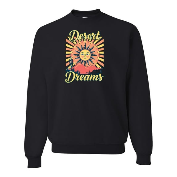 Wild Bobby Desert Dreams Sunset Nature Lover Unisex Crewneck Sweatshirt, Black, Small