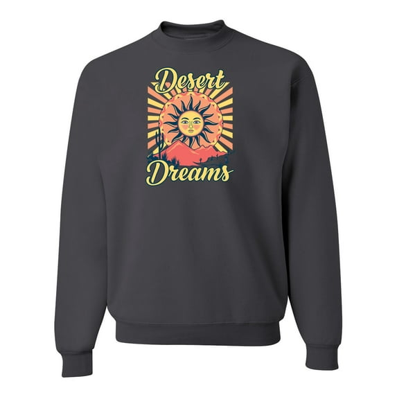 Wild Bobby Desert Dreams Sunset Nature Lover Unisex Crewneck Sweatshirt, Charcoal, Small
