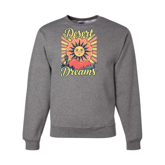 Wild Bobby Desert Dreams Sunset Nature Lover Unisex Crewneck Sweatshirt, Heather Grey, XX-Large