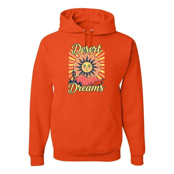 Wild Bobby Desert Dreams Sunset Nature Lover Unisex Hoodie Sweatshirt, Orange, X-Large