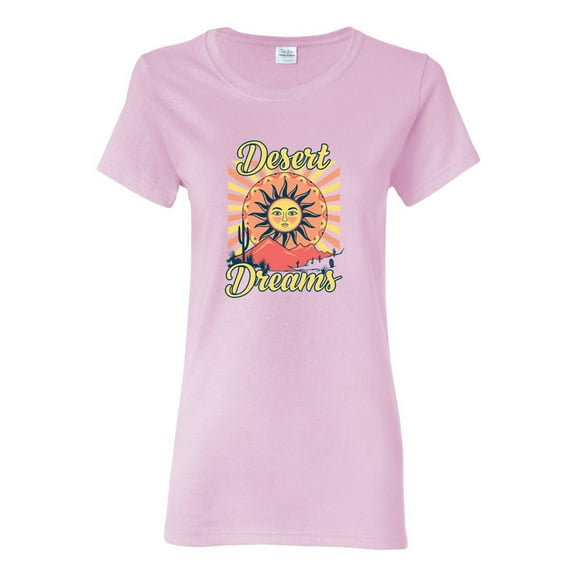 Wild Bobby Desert Dreams Sunset Nature Lover Women Graphic Tee, Light Pink, X-Large